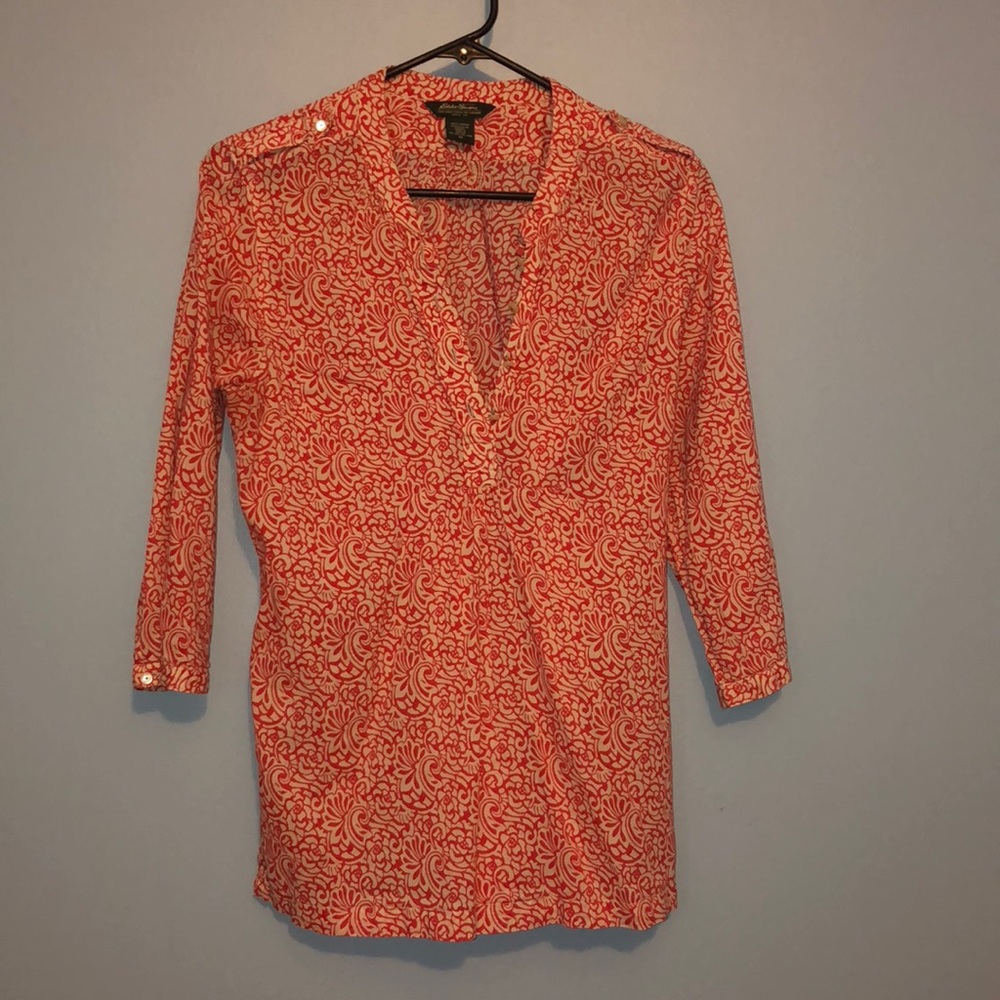 Red 3/4 Sleeve Blouse